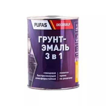 Грунт-эмаль Pufas 3 в 1 красно-коричневая (мат.) Decoself (0,9кг) тов-212139
