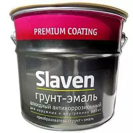Грунт-эмаль slaven 3в1 быстросохнущий антикоррозионный серый 3,2 кг 92380