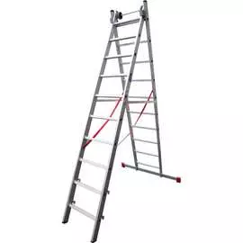 Индустриальная алюминиевая двухсекционная лестница Новая Высота 5220210