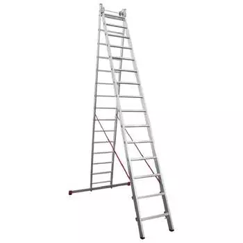 Индустриальная алюминиевая двухсекционная лестница Новая Высота 5220220
