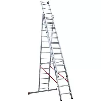 Индустриальная алюминиевая трехсекционная лестница Новая Высота 5230311