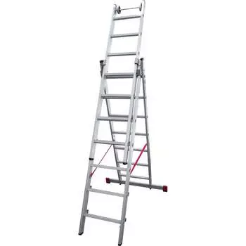 Индустриальная алюминиевая трехсекционная лестница Новая Высота 5230307