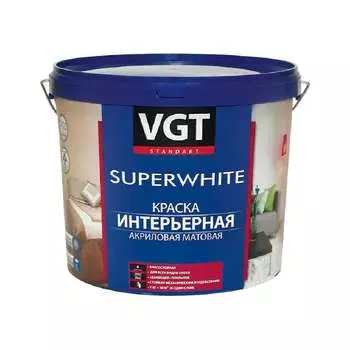 Интерьерная влагостойкая краска VGT Супербелая ВД АК 2180 11605422