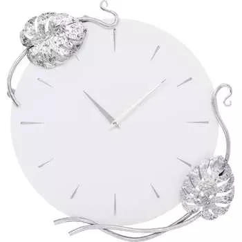 Интерьерные настенные часы BOGACHO Monstera Deliciosa 45026/серебро