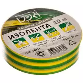Изолента dori желто-зеленая 0.13mm x 15mm x 10m 10 шт 2802