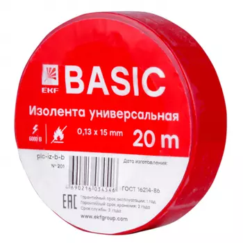 Изолента ekf класс в 0,13х15мм 20м. красная basic sqplc-iz-b-r