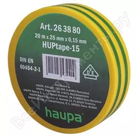 Изолента пвх haupa цвет желто-зеленый, шир.25 мм, длина 20 м, d 74 мм 263880