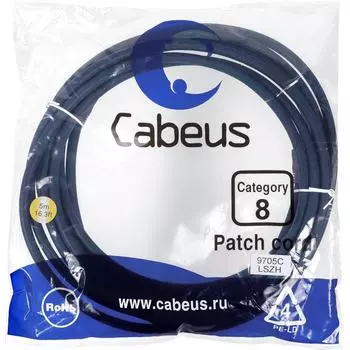 Экранированный патч-корд Cabeus PC-SSTP-RJ45-Cat.8-5m-LSZH