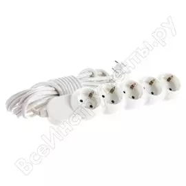 Электрический удлинитель, пвс 1кв мм, заземл, 5 гнезд, 3500вт, 5м зубр мастер 55058-5