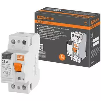 Электронное узо TDM ELECTRIC ВД63 2Р 25А 30мА SQ0220-0002