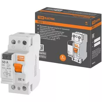Электронное узо TDM ELECTRIC ВД63 2Р 50А 30мА SQ0220-0012