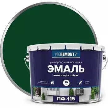 Эмаль Proremontt ПФ-115 Зеленый 10 кг 9591482 ЛА-00003060