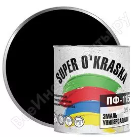Эмаль super maler пф-115 super okraska черная, 0.9 кг 0006816