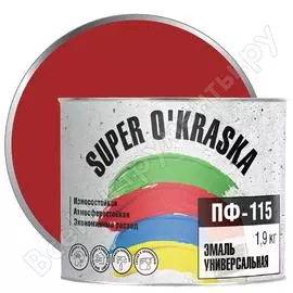 Эмаль super maler пф-115 super okraska красная, 1.9 кг 0006807