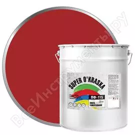 Эмаль super maler пф-115 super okraska красная, 20 кг 0006808