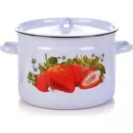 Эмалированная кастрюля Сибирские товары цилиндрическая, 8.0 л, декор ХП3759