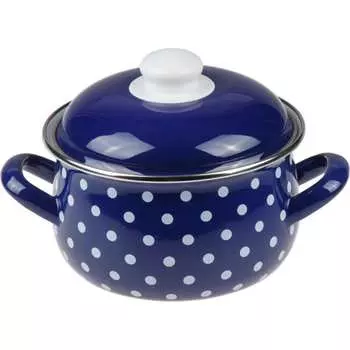 Эмалированная стальная кастрюля PERFECTO LINEA Горошек синий 50-600921