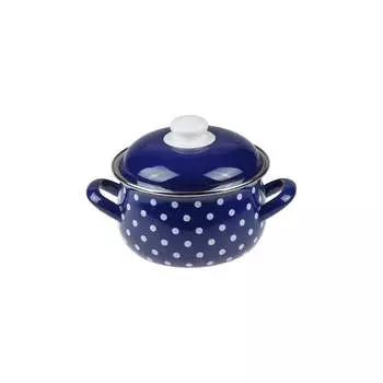 Эмалированная стальная кастрюля PERFECTO LINEA Горошек синий 50-600938