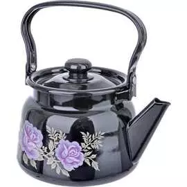 Эмалированный чайник Сибирские товары С2714.36 2.3 л с рисунком, черный ТБ2597