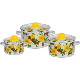 Эмалированный набор посуды СТАЛЬЭМАЛЬ 144 Земляника ХП3790