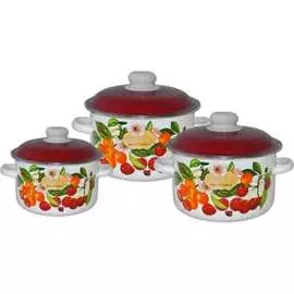 Эмалированный набор посуды СТАЛЬЭМАЛЬ 02 Черешня ТП16635