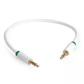 Кабель аудио jack 35mm-jack 35mm gcr 0.25m белый зеленая окантовка vivavic1662-0.25m
