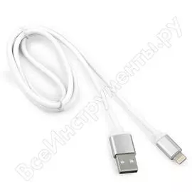 Кабель для apple cablexpert, am/lightning, серия silver, длина 1 м, белый, блистер, cc-s-apusb01w-1m