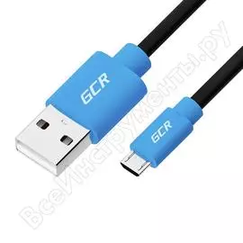 Кабель для зарядки телефона gcr microusb, 1.0m, черный с синим vivuai5mcb1-bb2s-1.0m