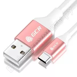 Кабель для зарядки телефона gcr typec, 1.0m, белый с розовым 50783