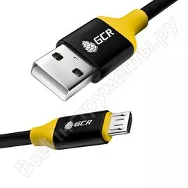 Кабель microusb gcr 1,0m черный, al корпус черно-жёлтый viv50i507