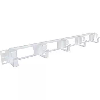 Кабельный горизонтальный организатор NTSS крепление 19 1U с окошками, 5 колец глубиной 45мм, металл, серый RAL 7035 NTSS-HORG-O-1U-5(45)