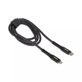 Кабель ProMega u210pd, мощность, 1м, type-c to lightning, нейлон, черный 1639342