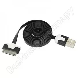 Кабель rexant usb для iphone 4 slim шнур плоский 1м черный 18-1980