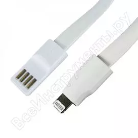 Кабель rexant usb для iphone 5/6/7 моделей плоский силиконовый шнур, белый 18-1977
