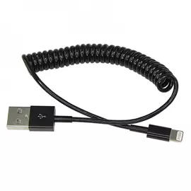 Кабель rexant usb для iphone 5/6/7 моделей шнур спираль 1м черный 18-4201
