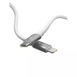 Кабель typec-lightning gcr 0.5m быстрая зарядка белый силикон, al корпус серебро viv52i359