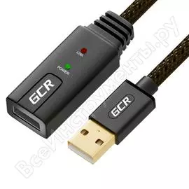 Кабель-удлинитель с усилителем usb 2.0 gcr am/af 3.0м, черно-прозрачный vivueic3m2-bd2s-3.0m