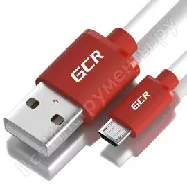 Кабель usb 2.0 am-microb 5pin gcr 0,25m белый, красные коннекторы viv51i501