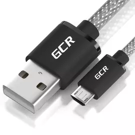Кабель usb 2.0 am-microb 5pin gcr 0,3m прозрачный, чёрные коннекторы viv51i929