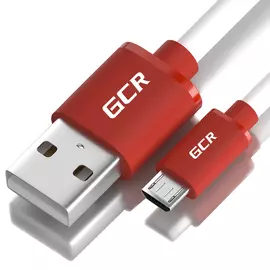 Кабель usb 2.0 am-microb 5pin gcr 1.0m белый, красные коннекторы viv51i502