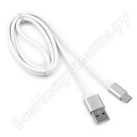 Кабель usb cablexpert usb 2.0 am/type-c, серия silver, длина 1м, блистер, белый cc-s-usbc01w-1m