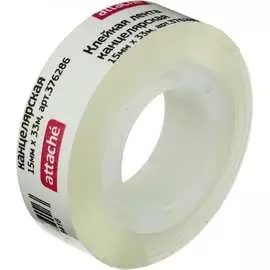 Канцелярская клейкая лента Attache 15 мм х 33 м, пластиковая втулка 376286