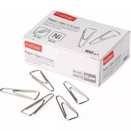 Канцелярские никелированные скрепки Hatber 040767