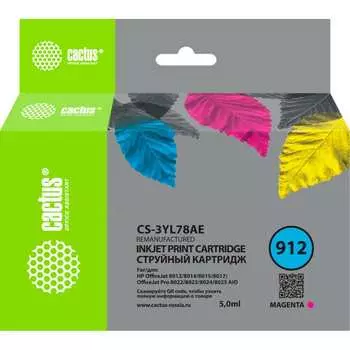 Картридж струйный для HP OfficeJet 8010/8012/8013/8014/8015/80 Cactus CS-3YL78AE 912 1857428
