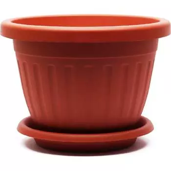 Кашпо ООО КЗНМ сильвер эко с блюдцем d 18, объём 1,9л терракот 1104767