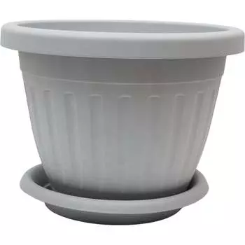 Кашпо ООО КЗНМ сильвер эко с блюдцем d 42, объём 24,6л меланж (серый мрамор) 1104828