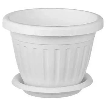 Кашпо ООО КЗНМ сильвер эко с блюдцем d 33, объём 11,9л белый 530901