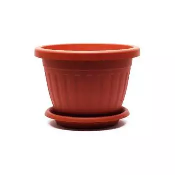 Кашпо ООО КЗНМ сильвер эко с блюдцем d 33, объём 11,9л терракот 530902