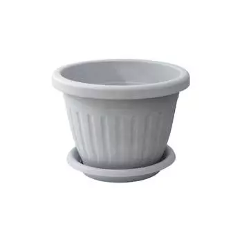 Кашпо ООО КЗНМ сильвер эко с блюдцем d 33, объём 11,9л меланж (серый мрамор) 1104826