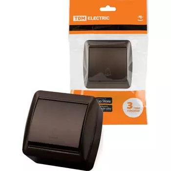 Кнопка звонковая TDM ELECTRIC открытой установки IP44 6А шоколад "Селигер" SQ1818-0216